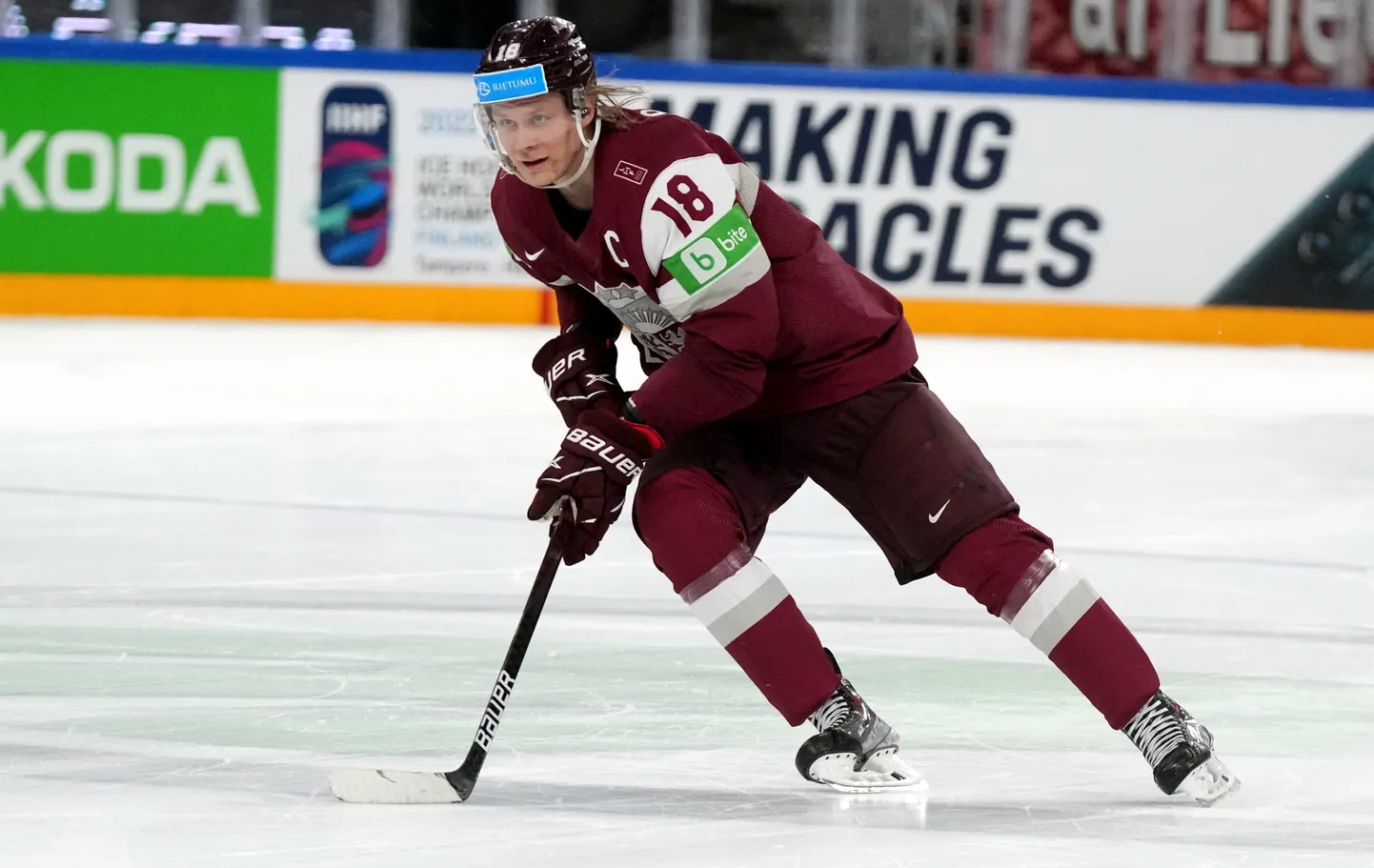 Latvijas hokeja izlases spēlētājs Rodrigo Ābols (nr.18)