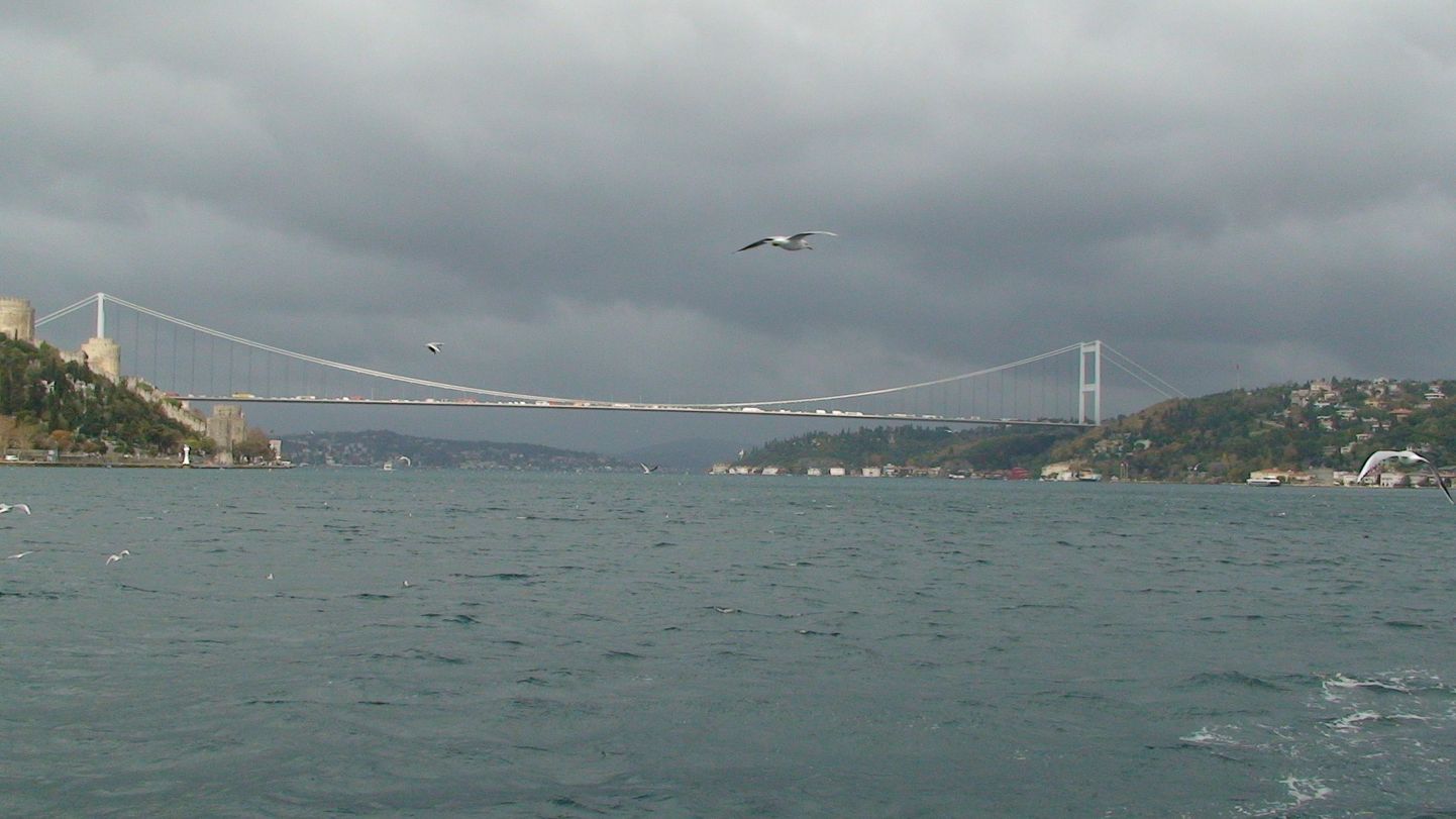 Bosporuse väin jagab linna kaheks: üks pool asub Euroopas ja teine Aasias. Üle vee saab mitme silla kaudu, millest pildil olev suurim väinaga sama nime kannab.
