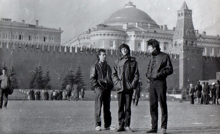 Группа "Ноль" на Красной площади в Москве в 80-е годы.