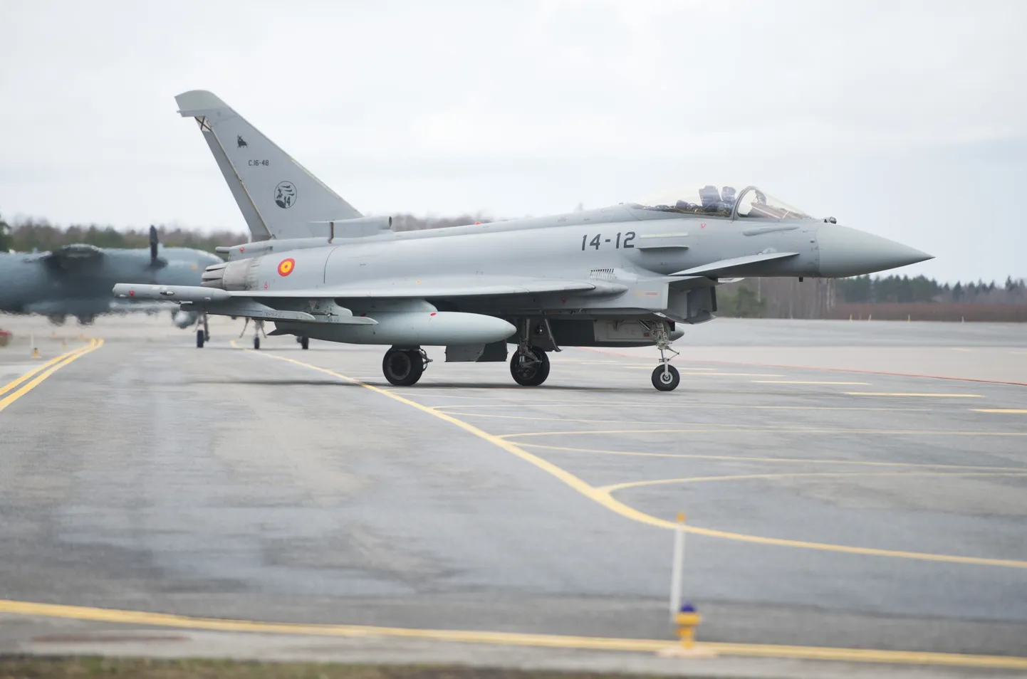 Hispaania hävitaja Eurofighter Ämari lennubaasis.