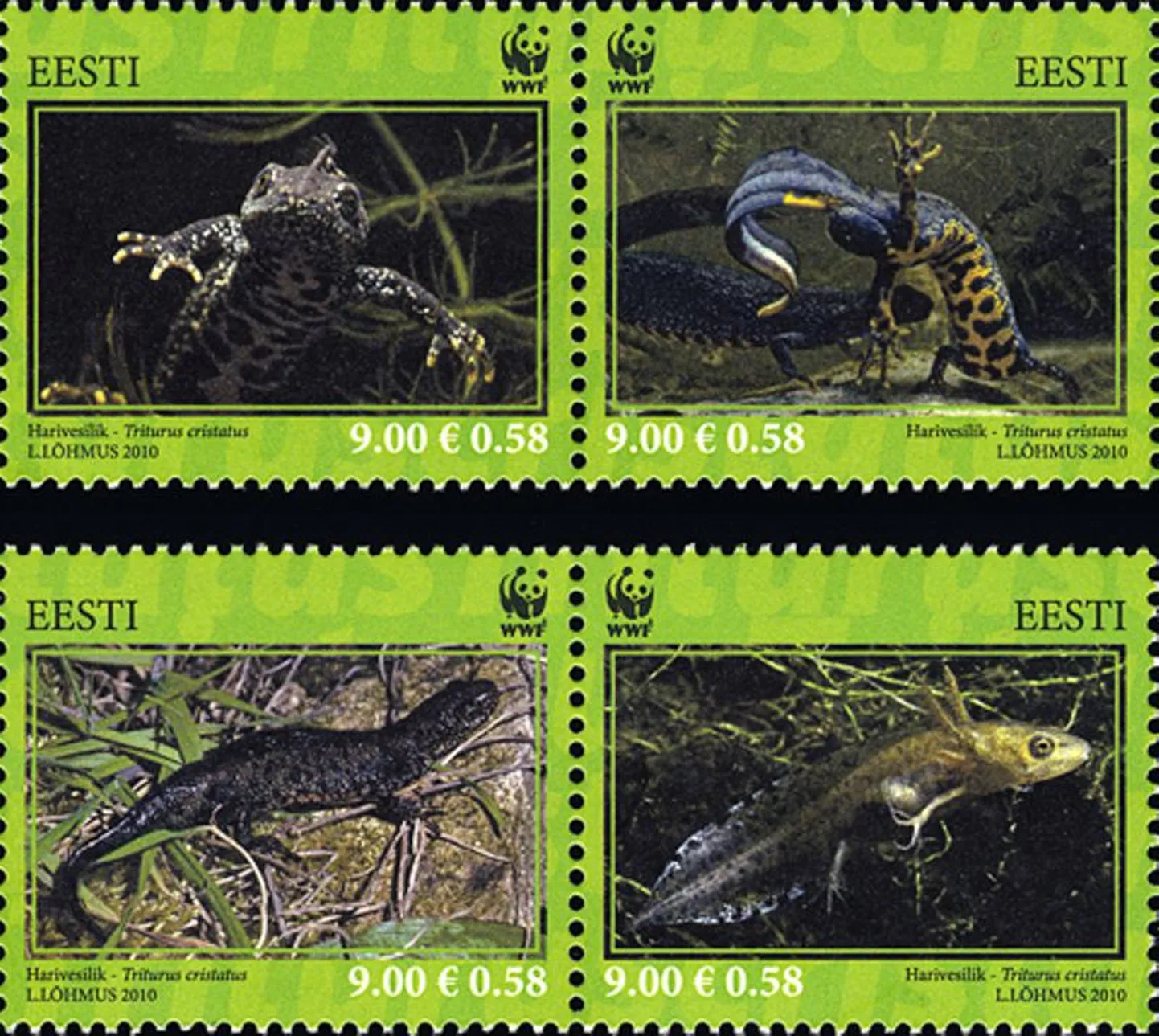 Eesti Post andis välja harivesilikule pühendatud neli temaatilist postmarki.