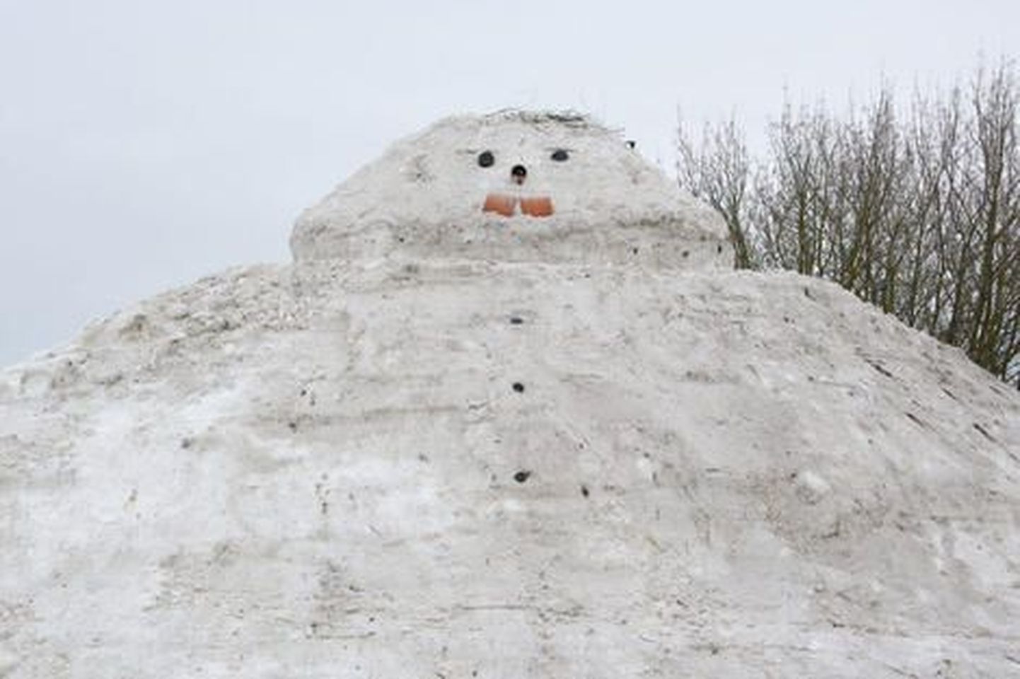 Огромный снеговик в центре Пярну.