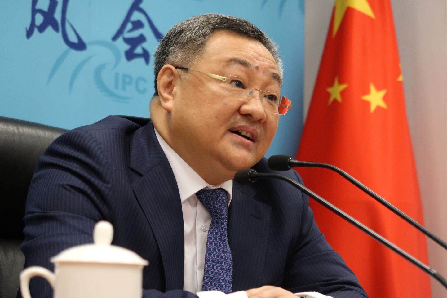 Hiina välisministeeriumi relvakontrollijuht Fu Cong pressikonverentsil Pekingis 8. juuli 2020.