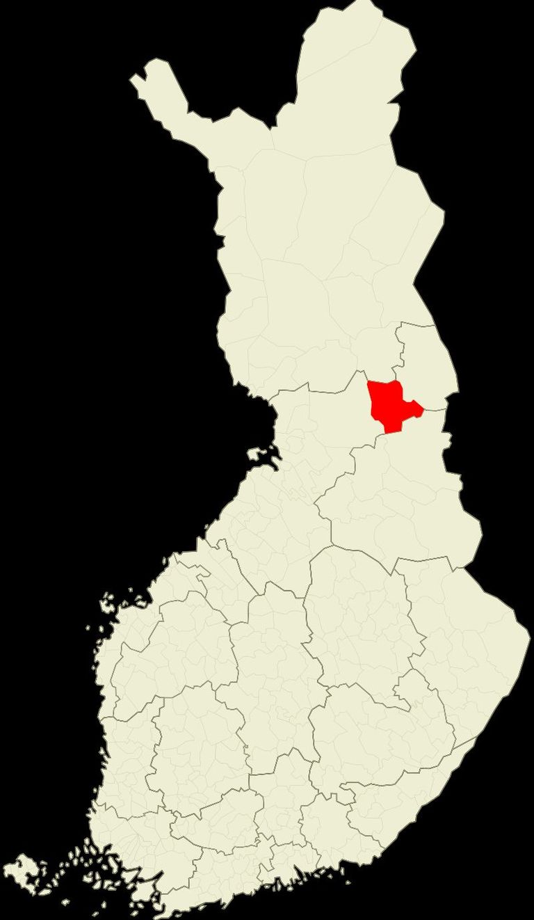 Taivalkoski vald Soomes. Kaardil punasega