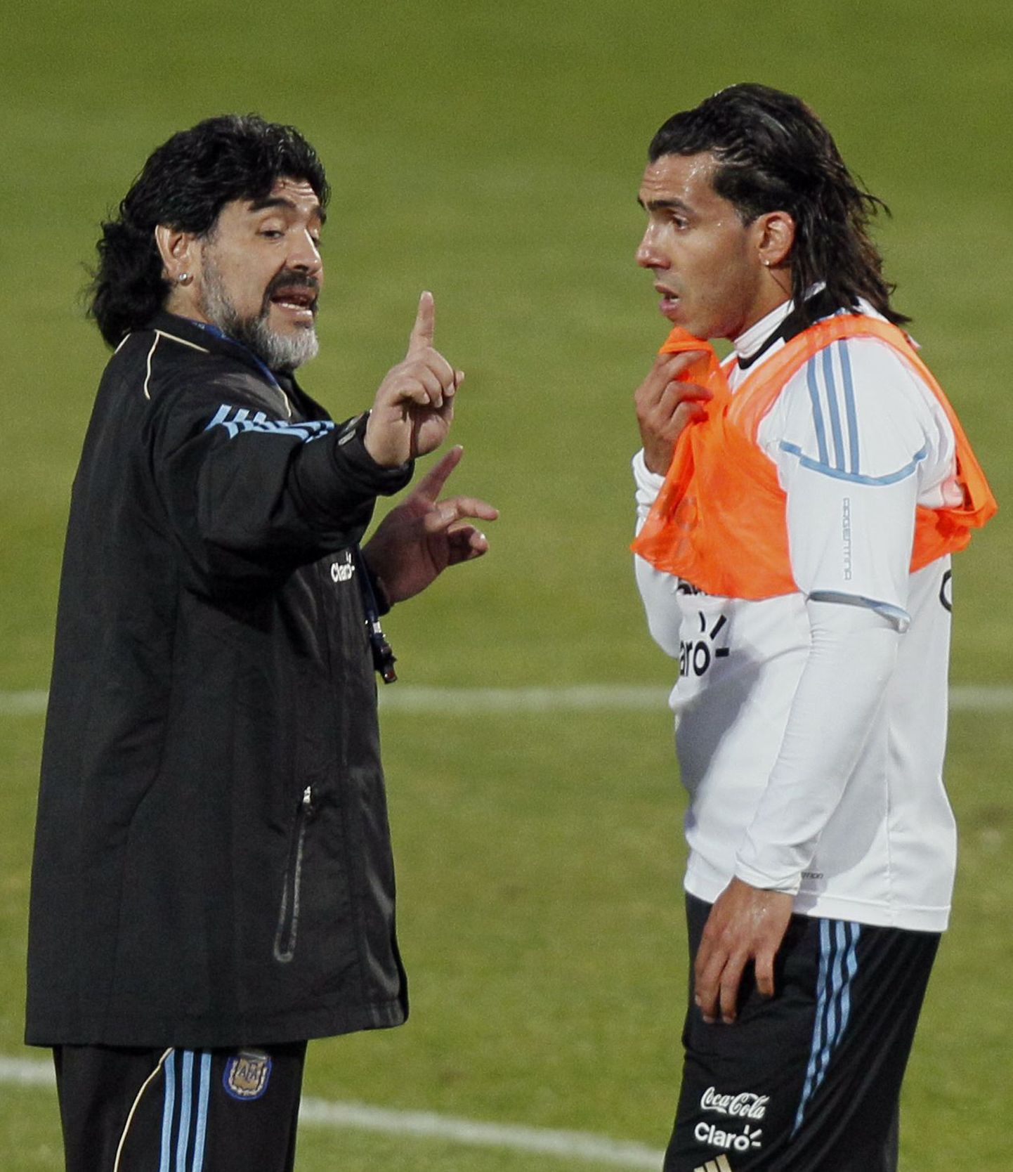 Maradona ja Tevez eelmisel pühapäeval treeningul