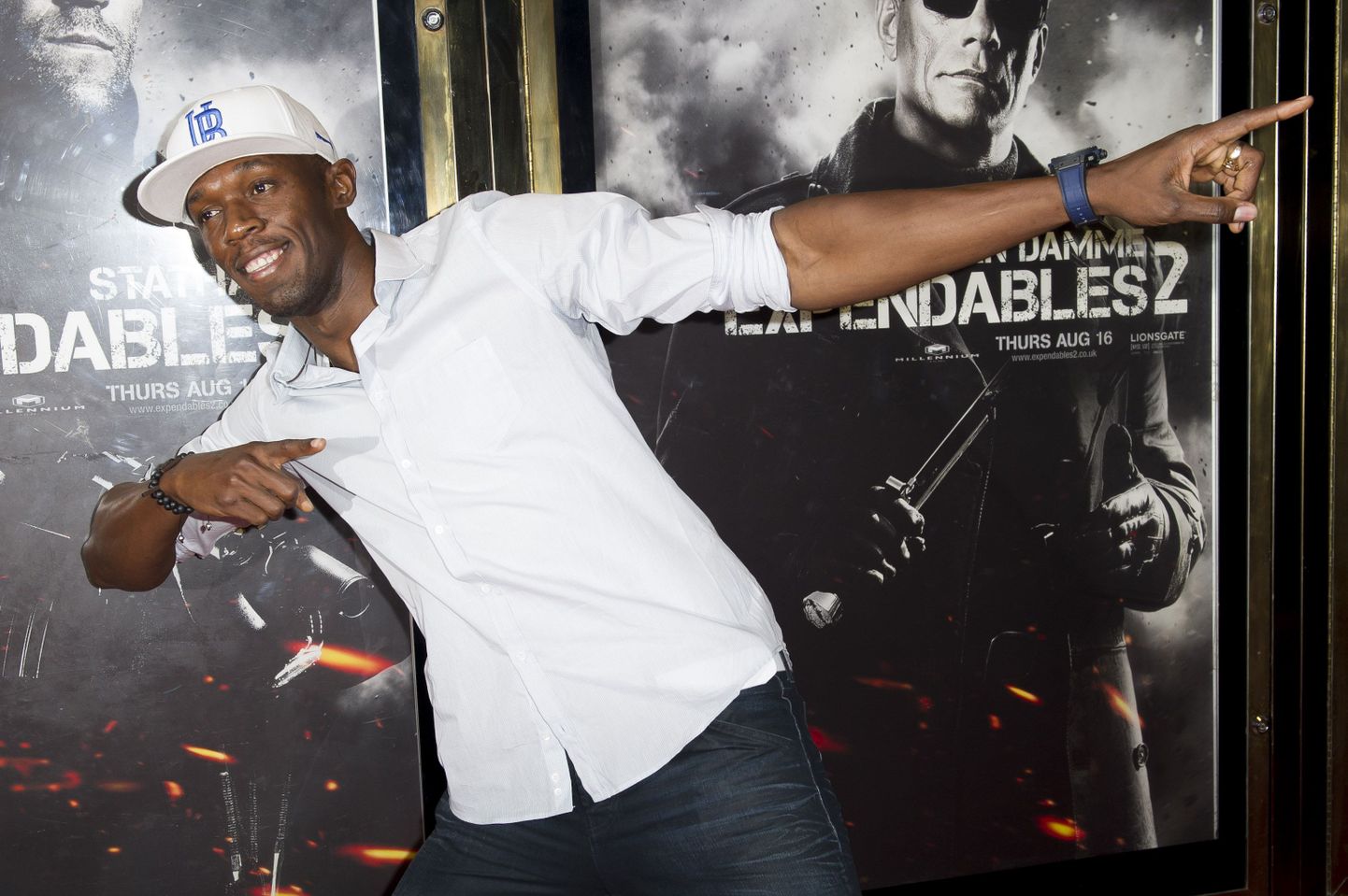 Usain Bolt Londonis filmi The Expendables 2 pidulikul esilinastusel.