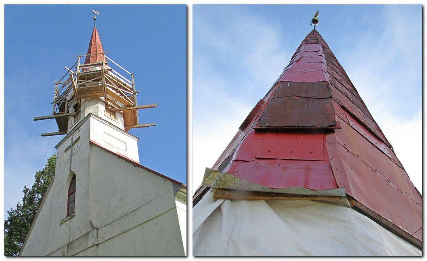 Реставрация шпиля церкви Саарде.