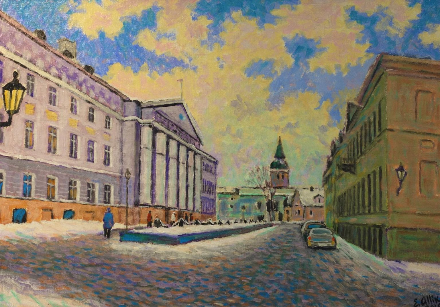 Enno Alliku maal «Vaade Tartu ülikoolile» (õli, lõuend, 50 x 70 cm) on valminud tänavu talvel.