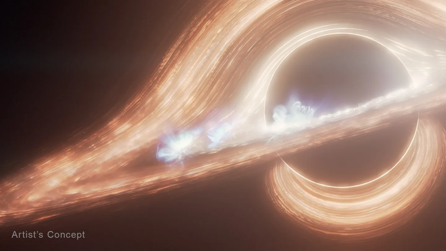 Kosmiline disko musta augu ümber, mille võttis pildile NASA James Webbi Kosmoseteleskoop. Nüüd on teadlastel vähemalt olemas mängumudel, mis justkui ammutab aina enam energiat tühjusest.