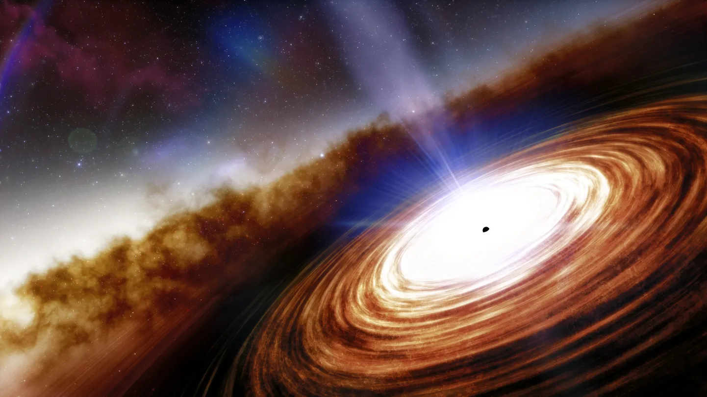 Kunstniku ettekujutus kvasarist J0313-1806, mis tekkis vaid 670 miljonit aastat pärast Suurt Pauku.