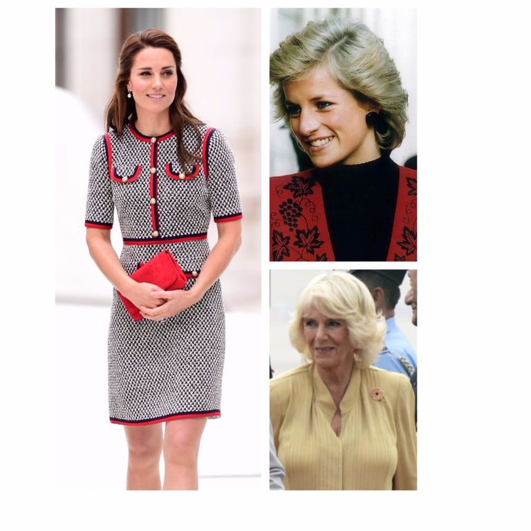 Kate Middleton, leedi Diana (ülal paremal) ja Camilla Parker-Bowles
