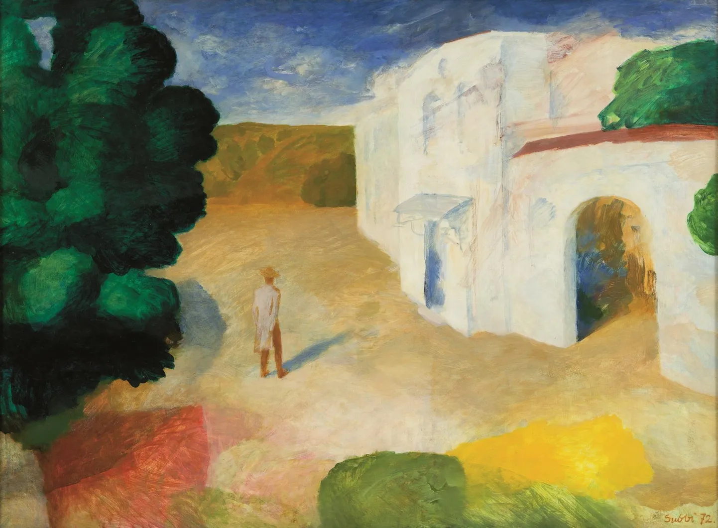 Olev Subbi maalis «Valge maja» (tempera, õli, masoniit, 90 x 121 cm) aastal 1972.