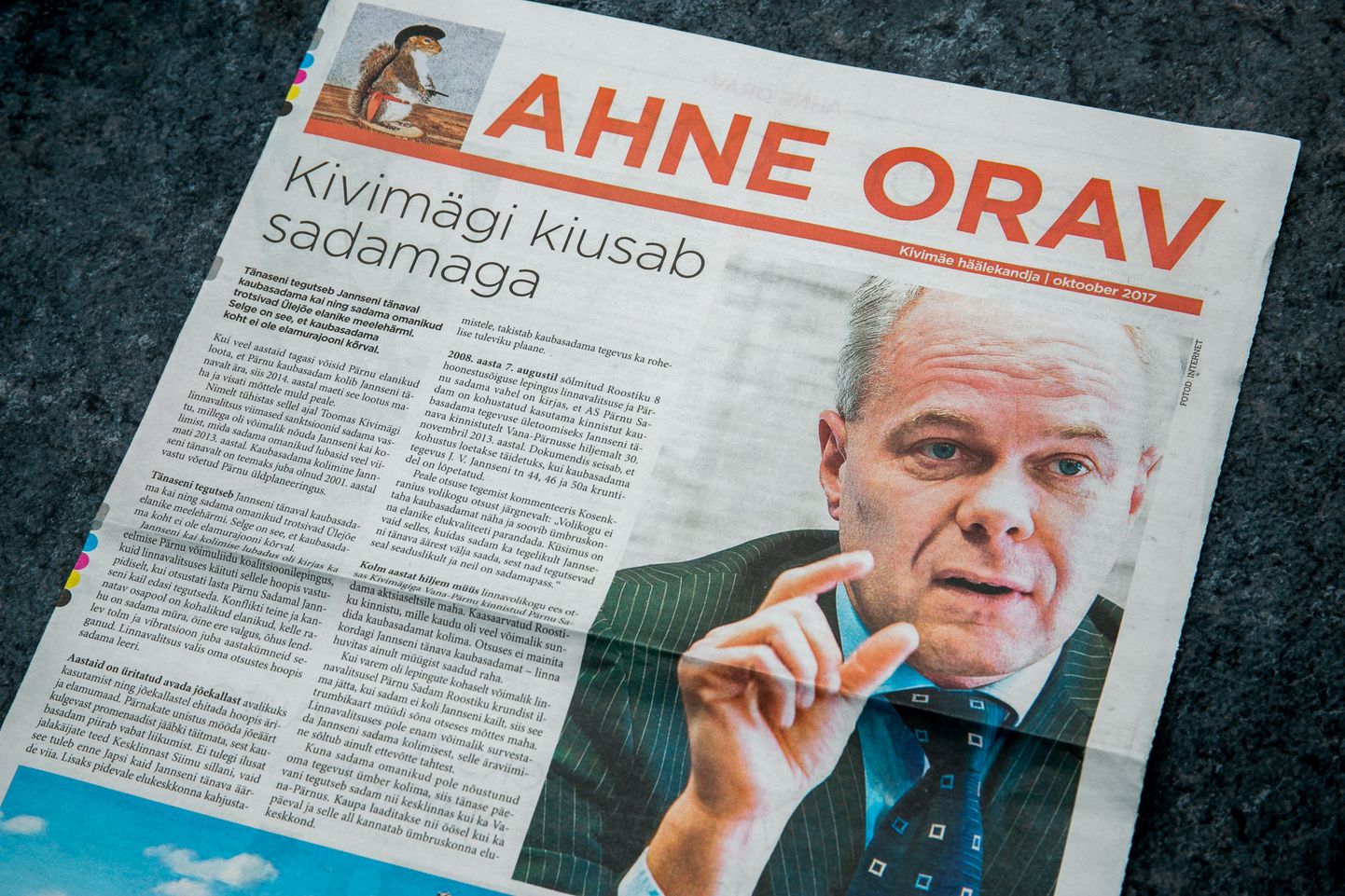 Eile pärnakate postkastidesse saadetud "ajalehe" Ahne Orav koostas Juku-Kalle Raid, kes enda sõnul tegi seda omal initsiatiivil.
