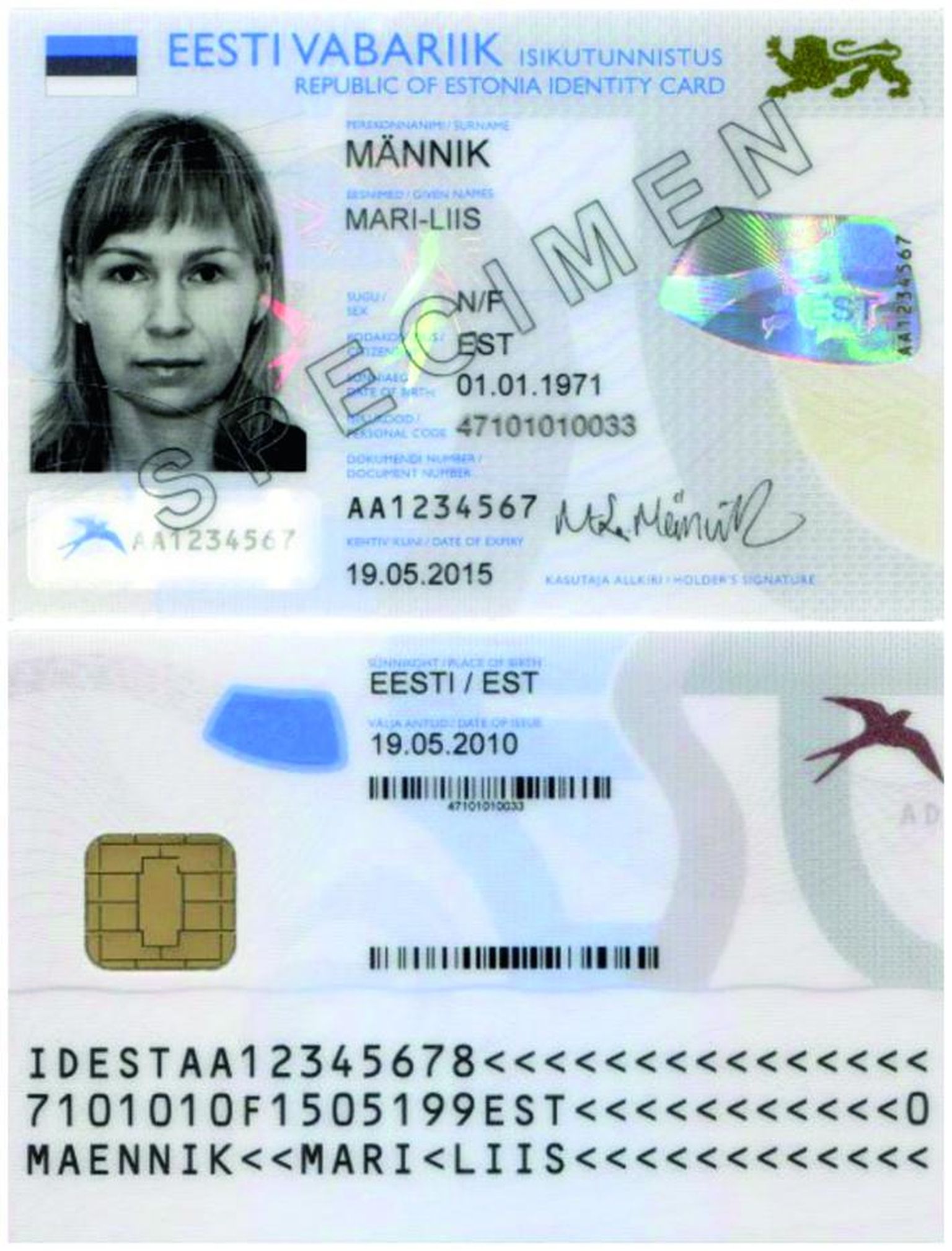 ID kaardi näidis.