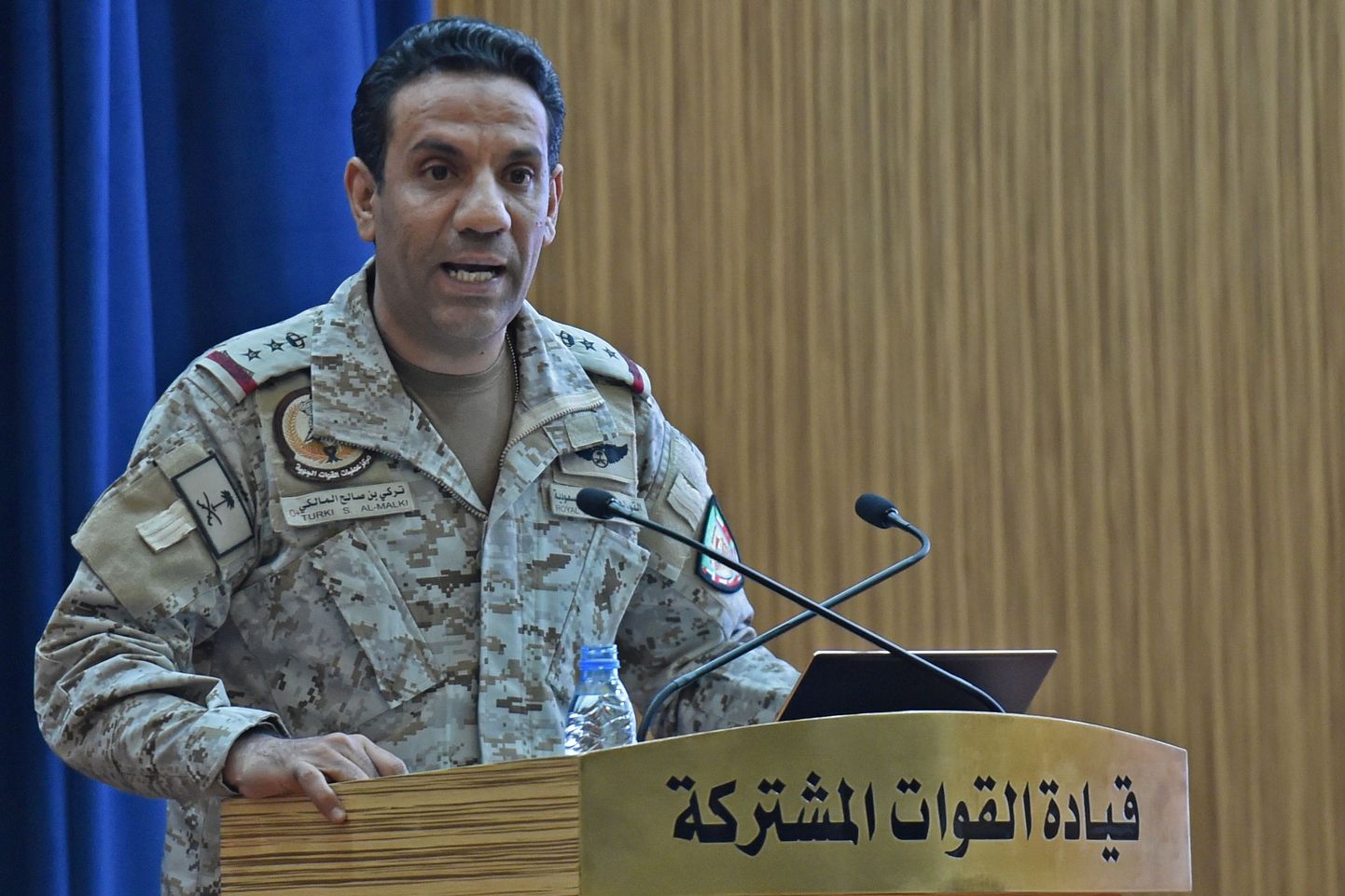 Saudi Araabia kaitseministeeriumi ja Jeemeni mässulistega sõdiva saudide juhitava sõjalise koalitsiooni pressiesindaja Turki al-Maliki 16. septembril.