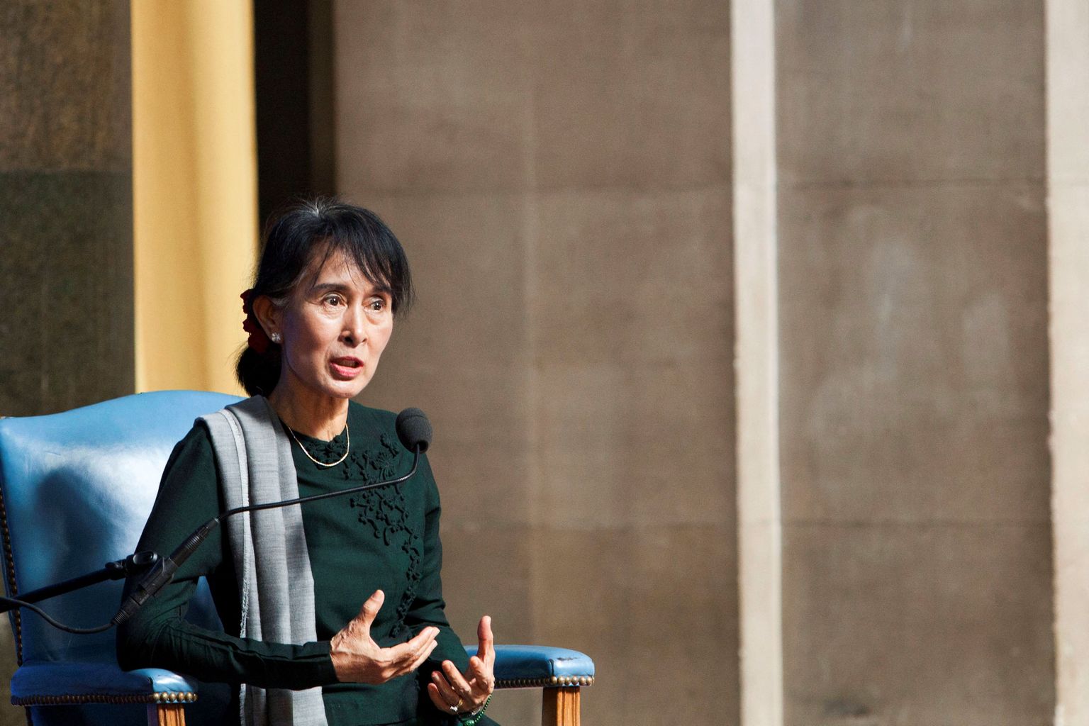 Myanmari kukutatud tsiviiljuht Aung San Suu Kyi.