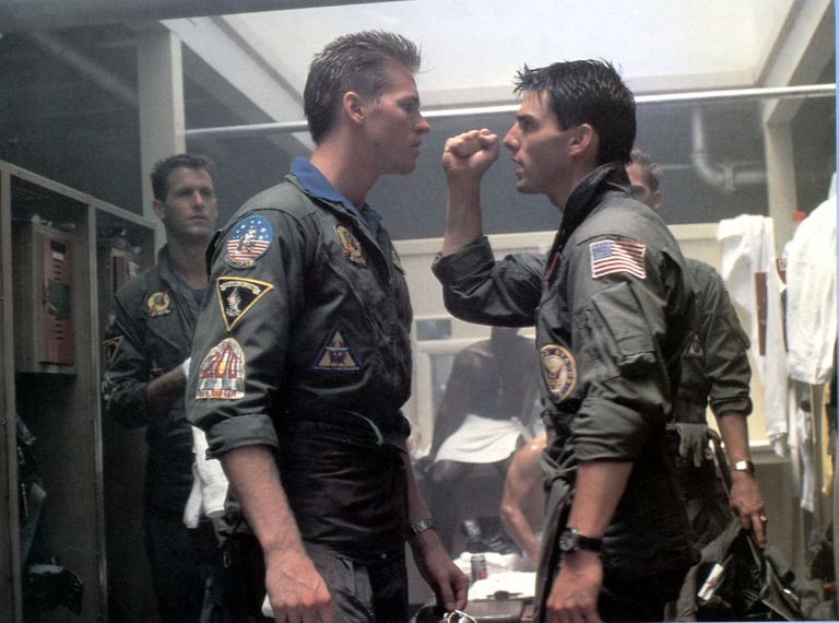 kaader 1986. aasta filmist «Top Gun». Pildi esiplaanil Val Kilmer (vasakul) ja Tom Cruise