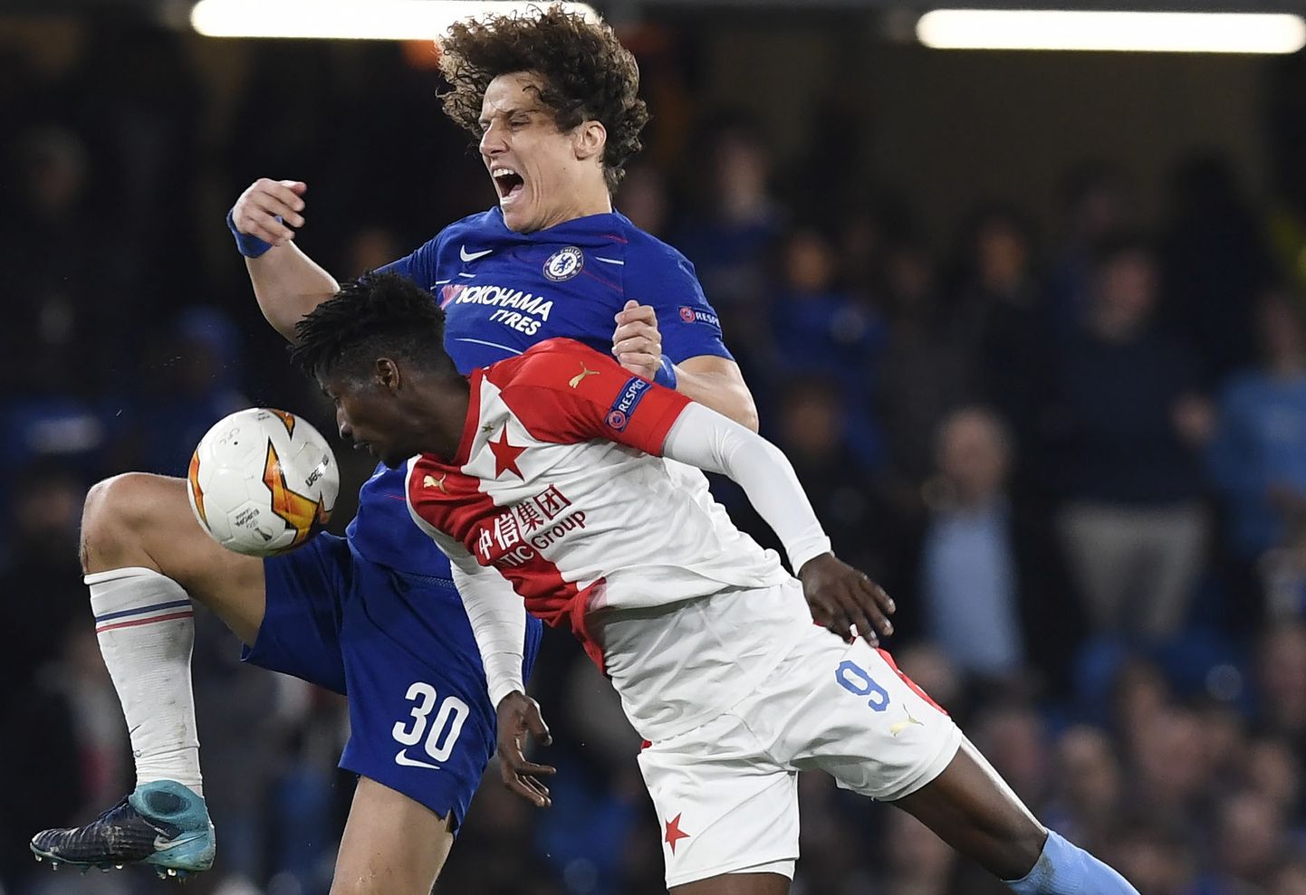 Chelsea David Luiz (30) aktsioonis eilses mängus Slavia vastu