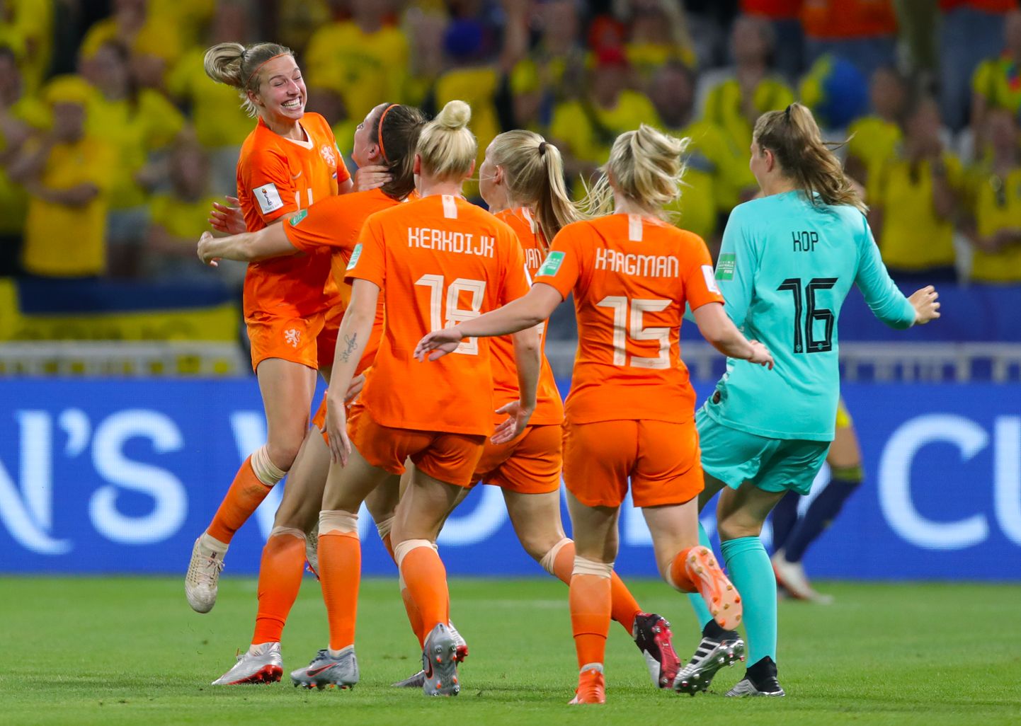 Netherland players celebrate after the final whistle