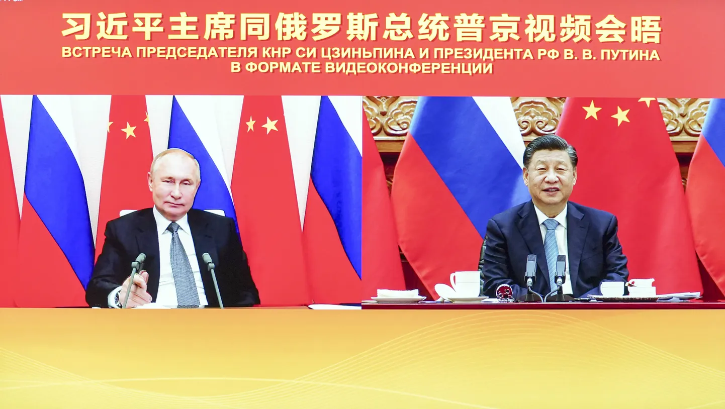 Hiina presidendi Xi Jinpingi ja Vene riigipea Vladimir Putini virtuaalne kohtumine 15. detsembril 2021.