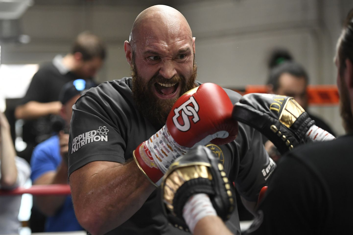 LOS ANGELES, CA - OCTOBER 25: Lineal Heavyweight Champion Tyson Fury works out in front of Los Angeles media in advance of his highly anticipated WBC Heavyweight World Championship against undefeated WBC World Champion Deontay Wilder on December 1at Churchill Boxing Club on October 25, 2018 in Los Angeles, California.   John McCoy/Getty Images/AFP
== FOR NEWSPAPERS, INTERNET, TELCOS & TELEVISION USE ONLY ==