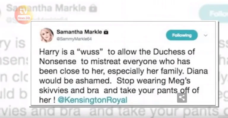 Kuvatõmmis videost: Samantha Markle'i säuts Twitteris.