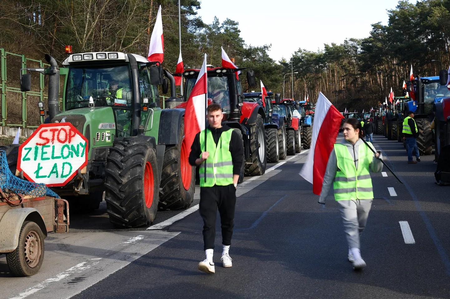 Poola talunike blokaad A2 maanteel piiril Saksaamaga. 25. veebruar 2024.