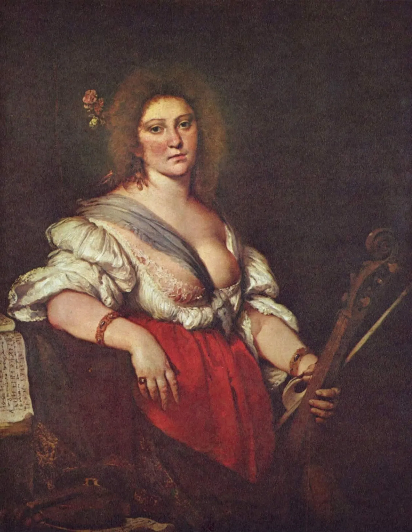 Bernardo Strozzi maal «Viola da gamba mängija» (u 1930) kujutab Itaalia heliloojat Barbara Strozzit.