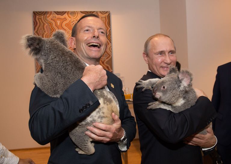 Austraalia ekspeaminister Tony Abbott ja Venemaa president Vladimir Putin 2014. aastal G20 tippkohtumise ajal Brisbane´is. Foto: SCANPIX