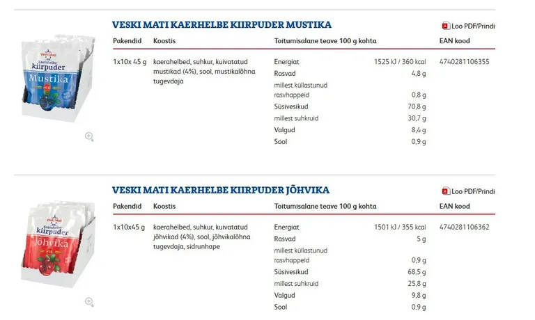 Kuvatõmmis Balti Veski AS kodulehelt