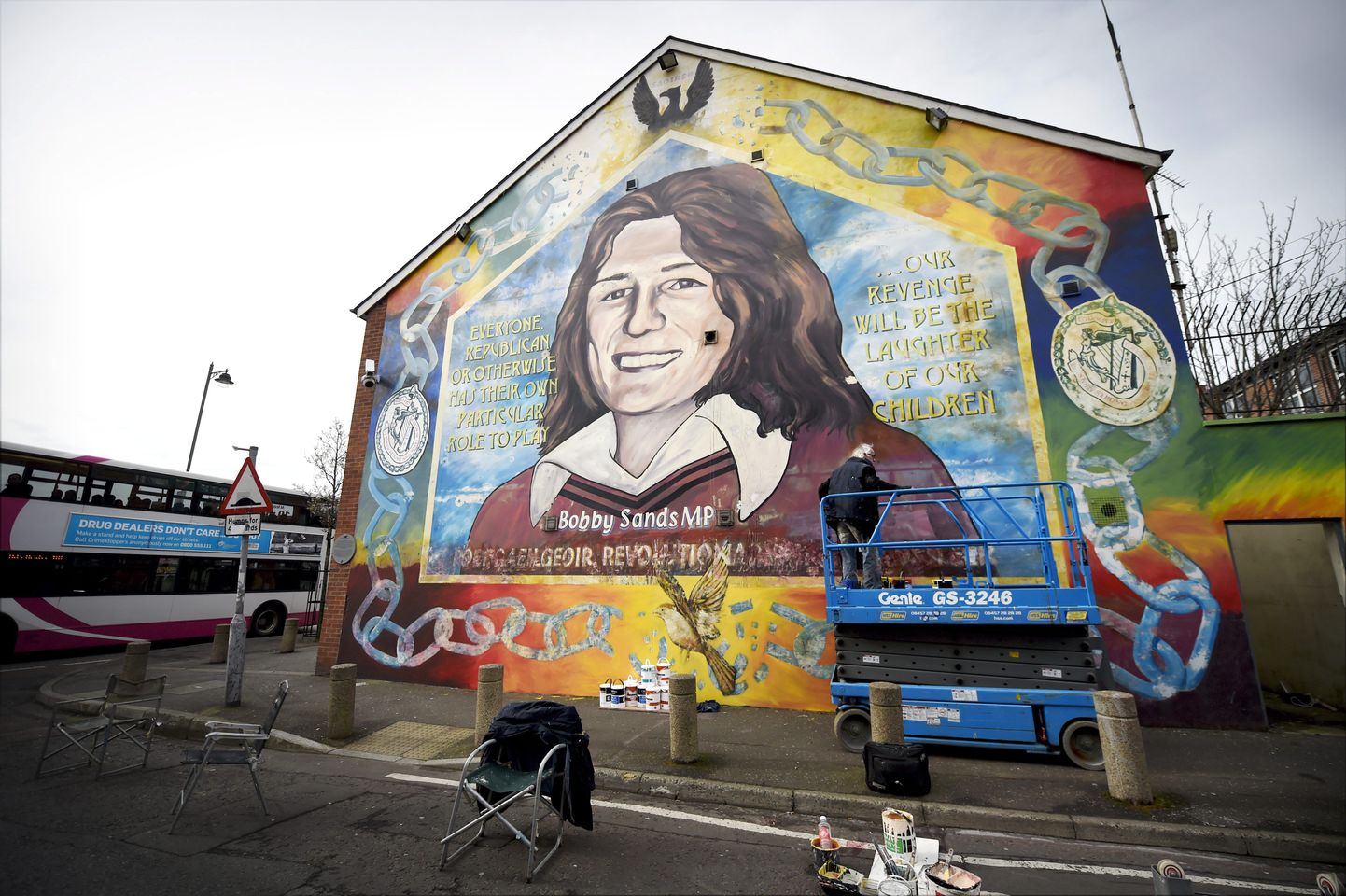 IRA aktivistile Bobby Sandsile pühendatud seinamaaling Belfasti katoliiklaste piirkonnas.