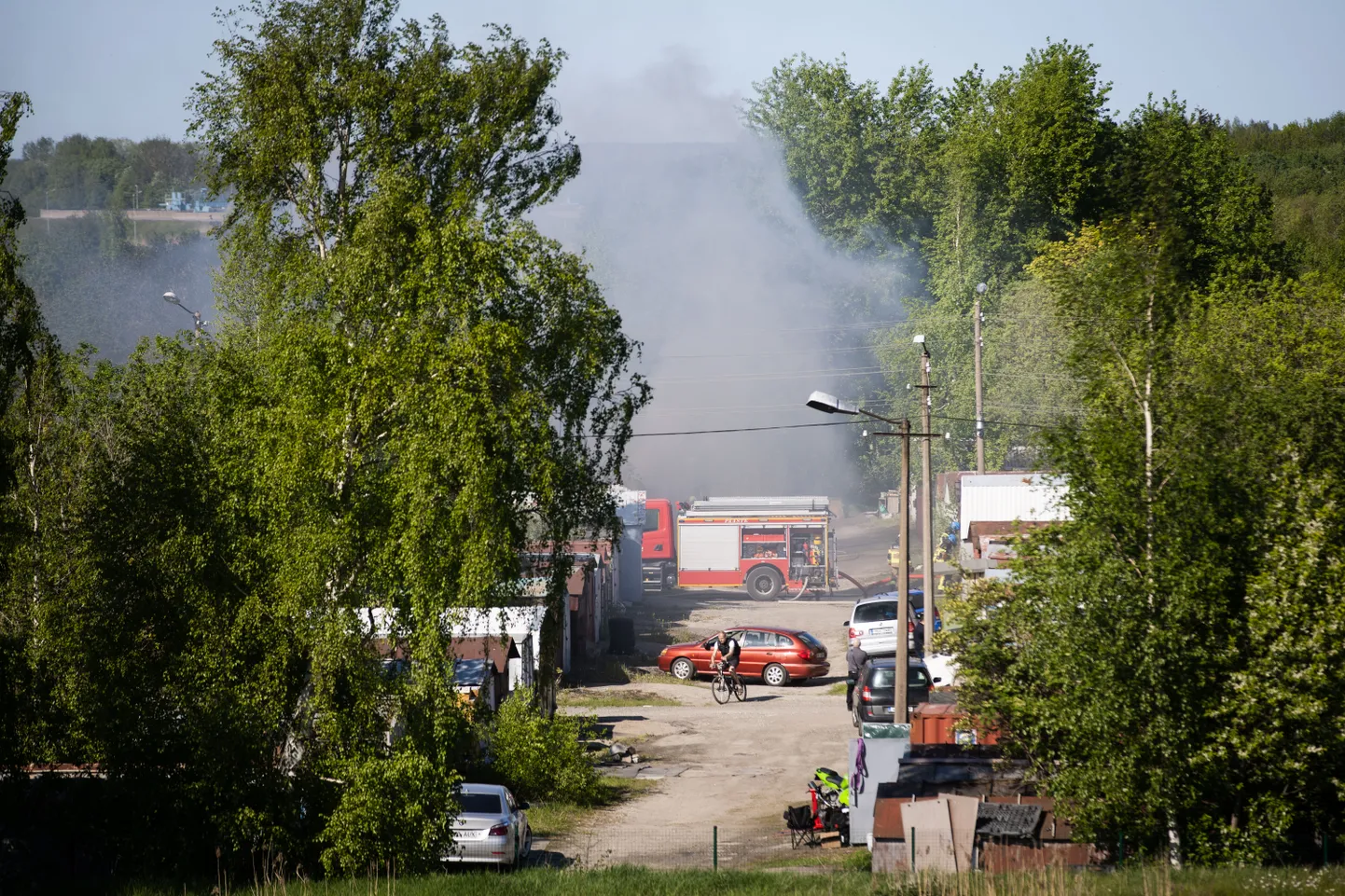 Põhja-Tallinnas kolmapäeval süttinud garaažid.