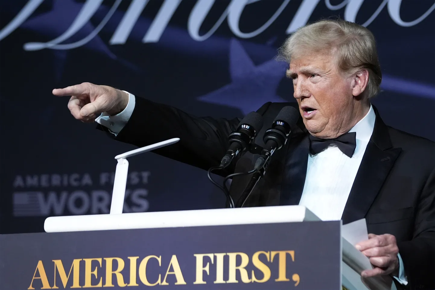 USA järgmiseks presidendiks valitud Donald Trump rääkimas Ameerika Ennekõike Poliitika Instituudi galal 14. novembril 2024. aastal.