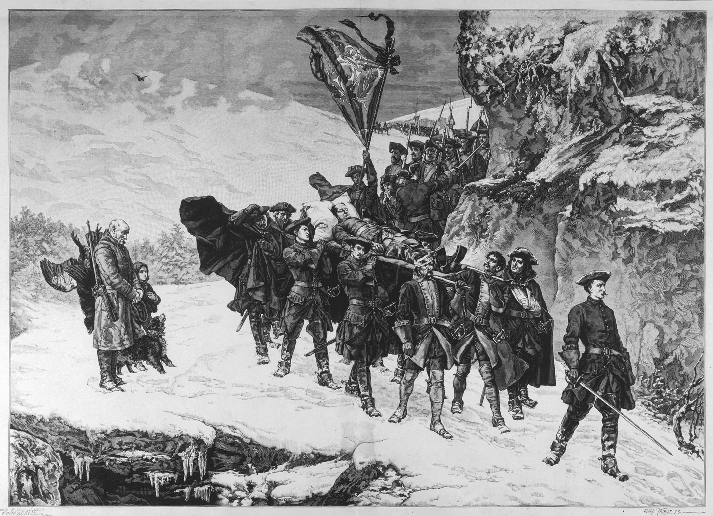 Kunstnik Gustaf Cederströmi maal  «Karl XII likfärd» (Karl XII surnukeha kandmine)
