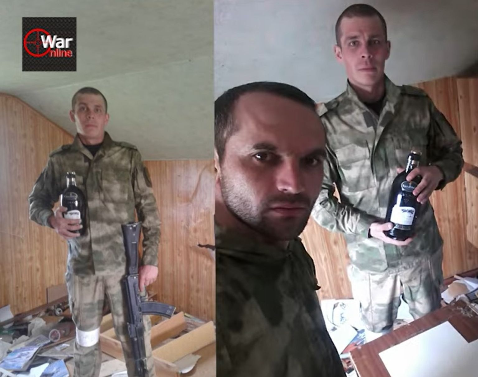 Военнослужащие ВС РФ позируют во время грабежа в Херсонской области. Мужчина с автоматом - 30-летний Владислав Дятлов, который был убит в результате удара ВСУ в конце сентября.