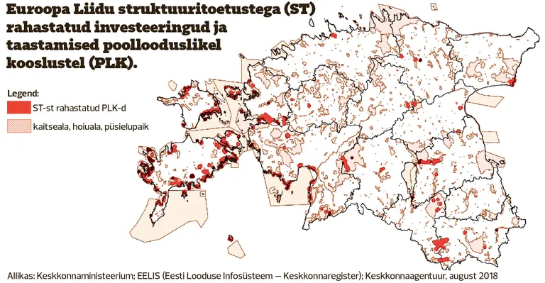 Euroopa Liidu struktuuritoetustega (ST) rahastatud investeeringud ja taastamised poollooduslikel kooslustel (PLK)
