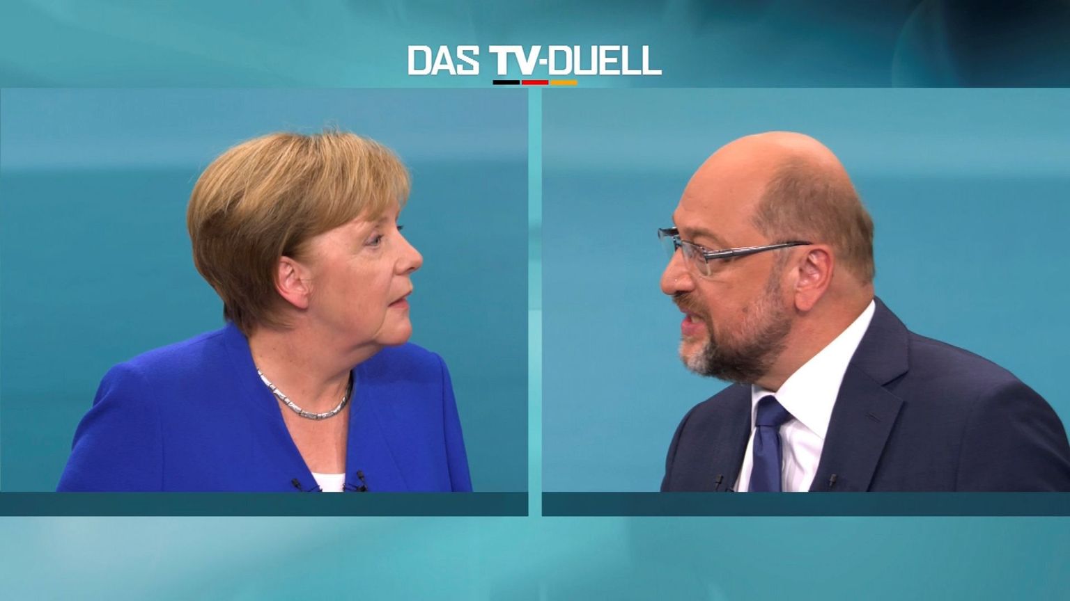 Kristlik-Demokraatliku Liidu kantslerikandidaat Angela Merkel ja Saksamaa Sotsiaaldemokraatliku Partei kantslerikandidaat Martin Schulz väitlesid teledebatil 3. septembril.