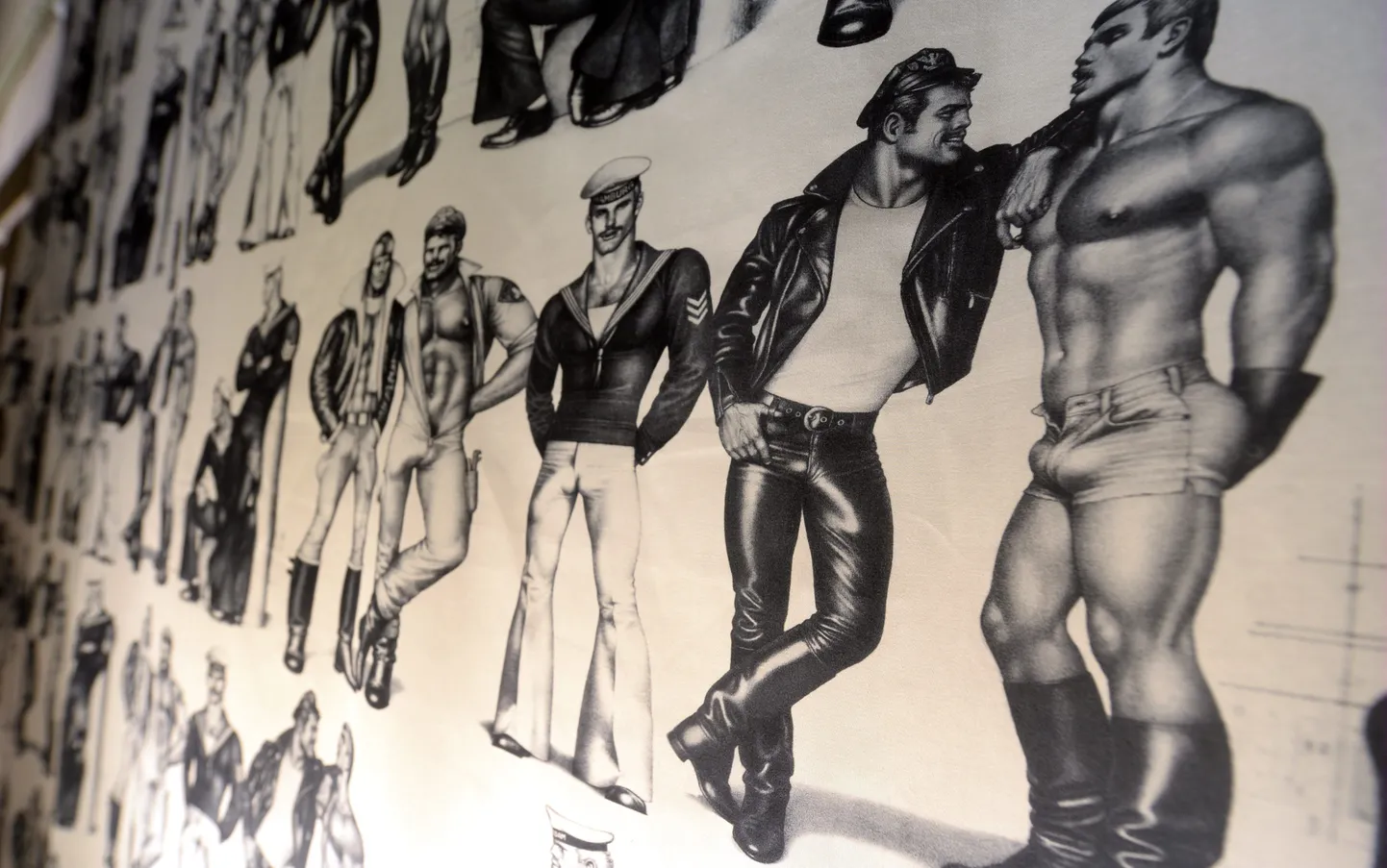 Tom of Finland joonistustega kangas