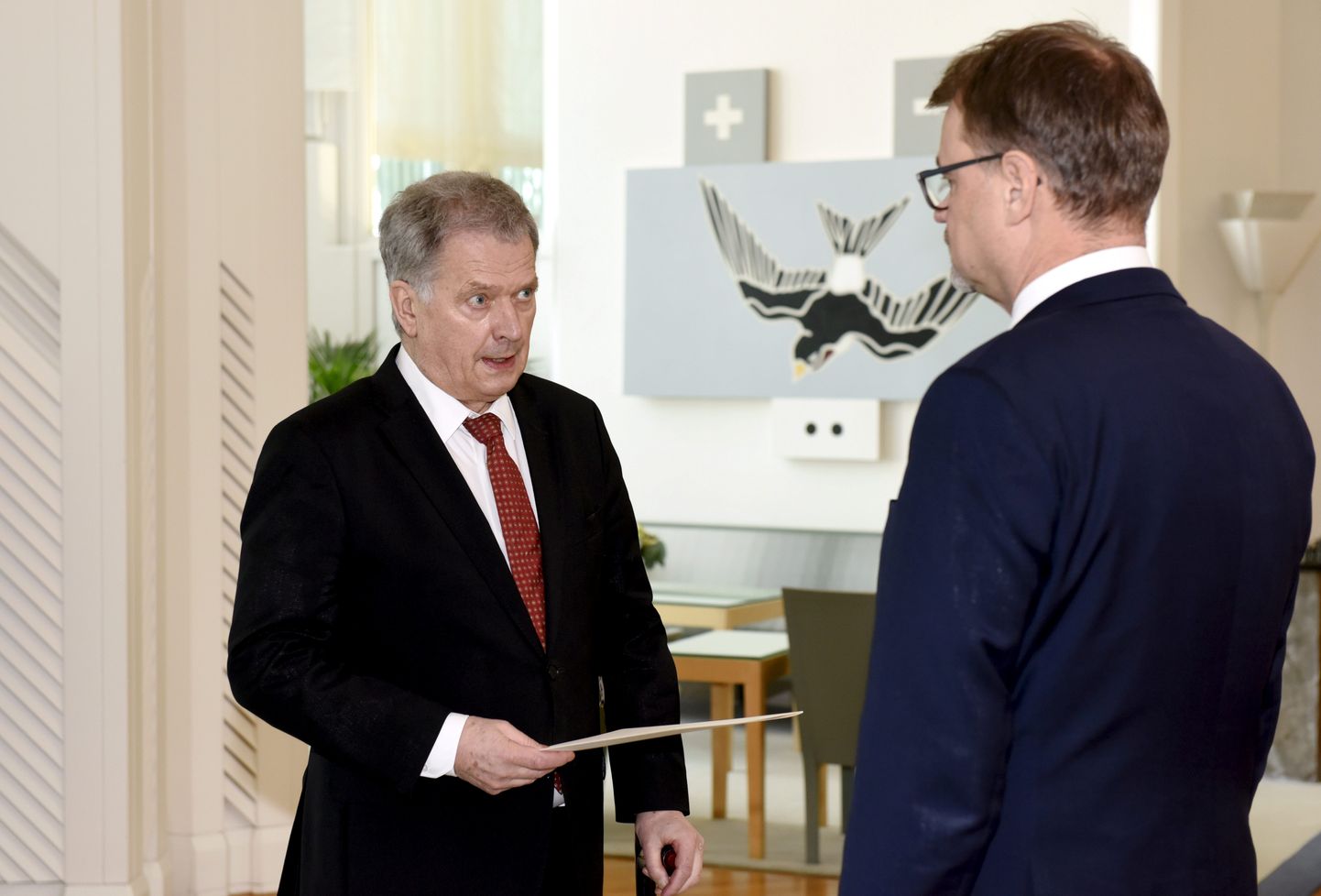 President Sauli Niinistö (vasakul) kohtus täna hommikul peaminister Juha Sipiläga.