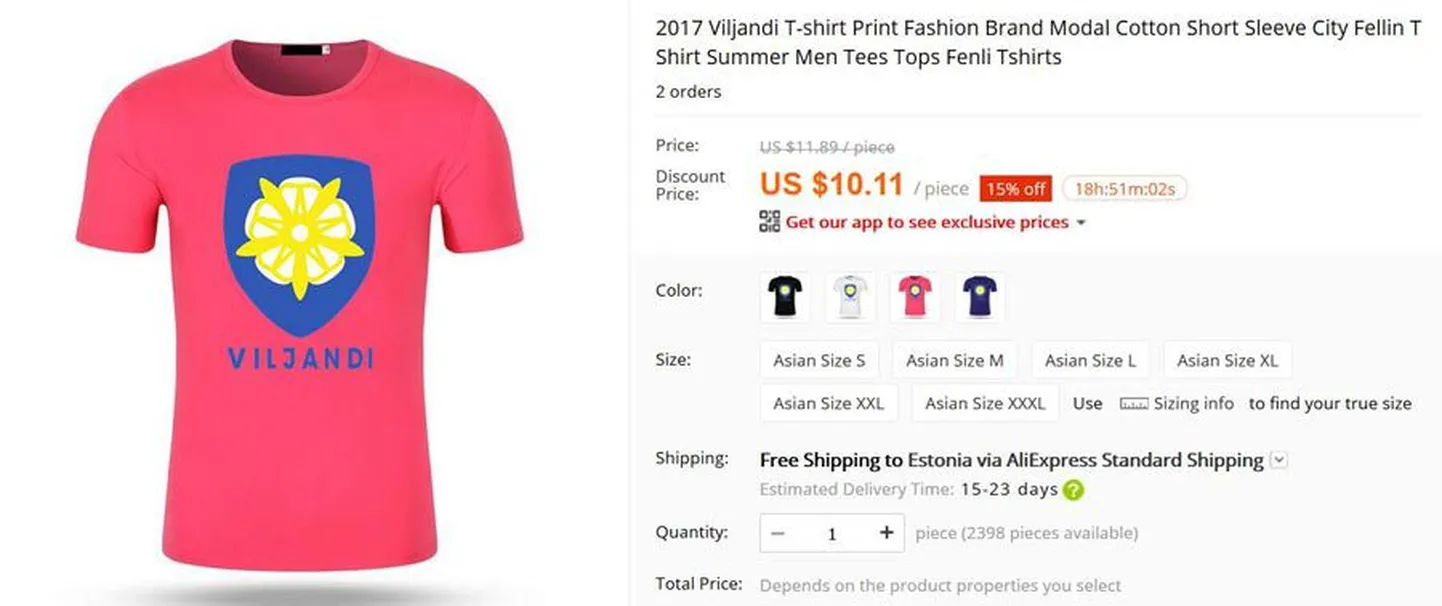 Selline särk on müügil netipoes Aliexpress. Lisaks roosale on pakkumises must, tumesinine ja valge.