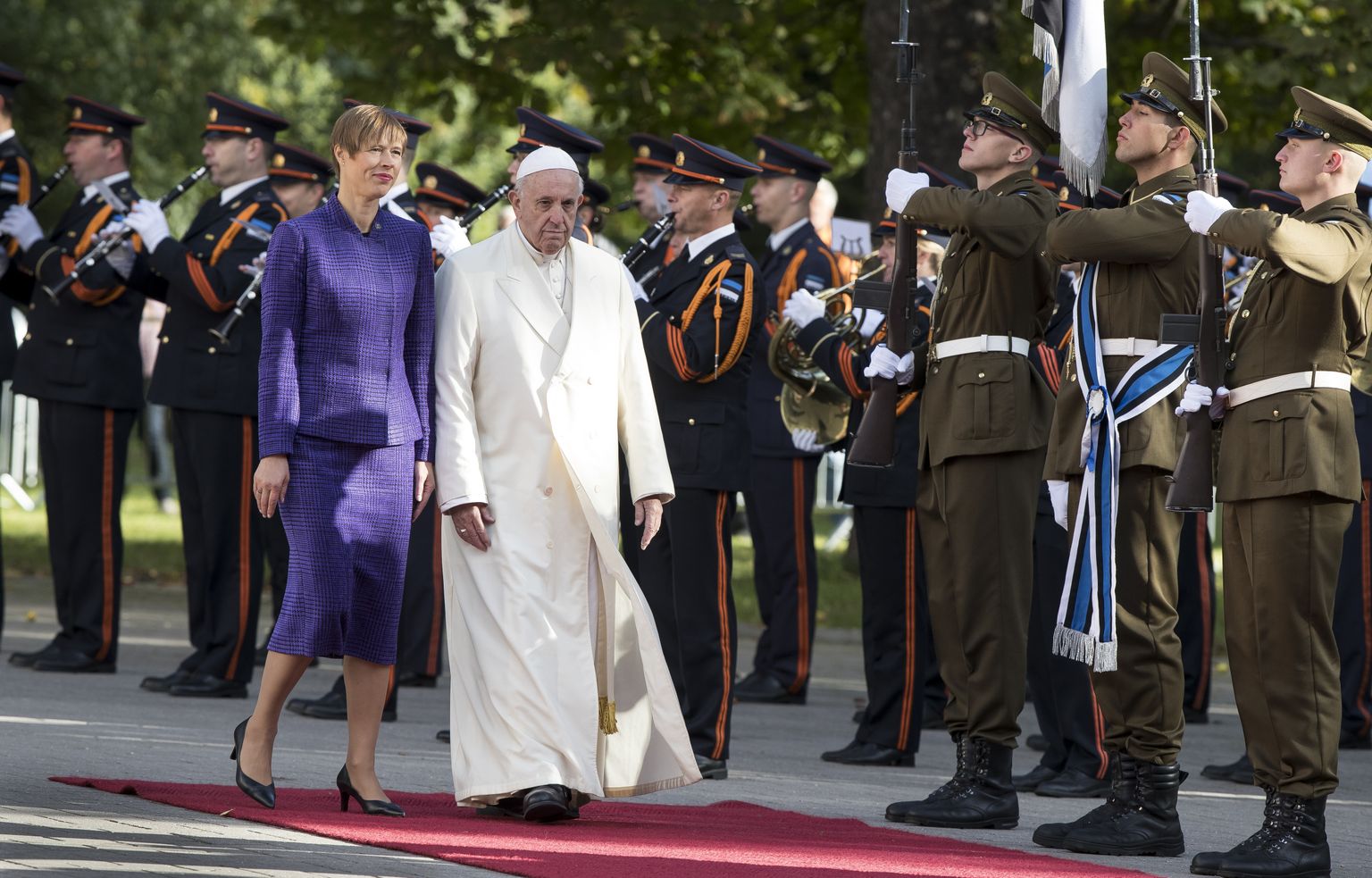 Igaunijas prezidente Kersti Kaljulaida un pāvests Francisks. 25.septembris, 2018