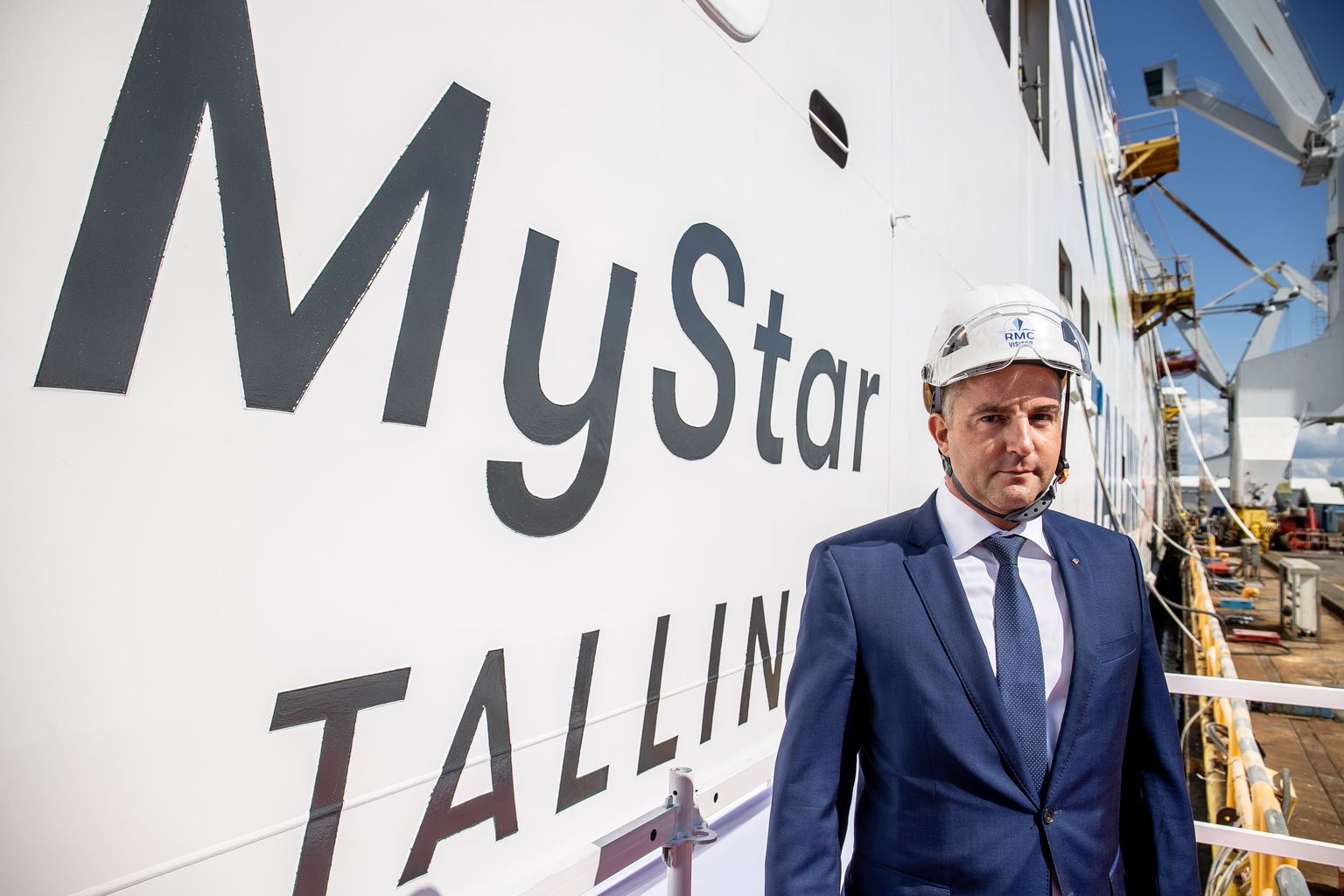 Tallinki juht Paavo Nõgene uue laeva MyStar ristimisel Rauma laevatehases Soomes.