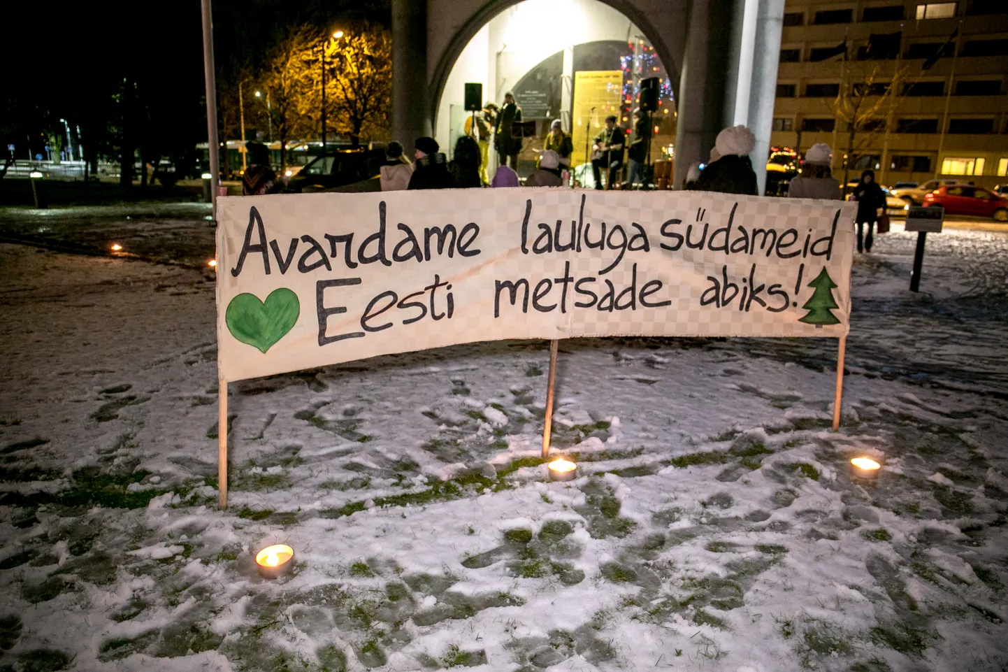 Eesti metsa kaitseks korraldatud meeleavardus Pärnus Rüütli platsil.