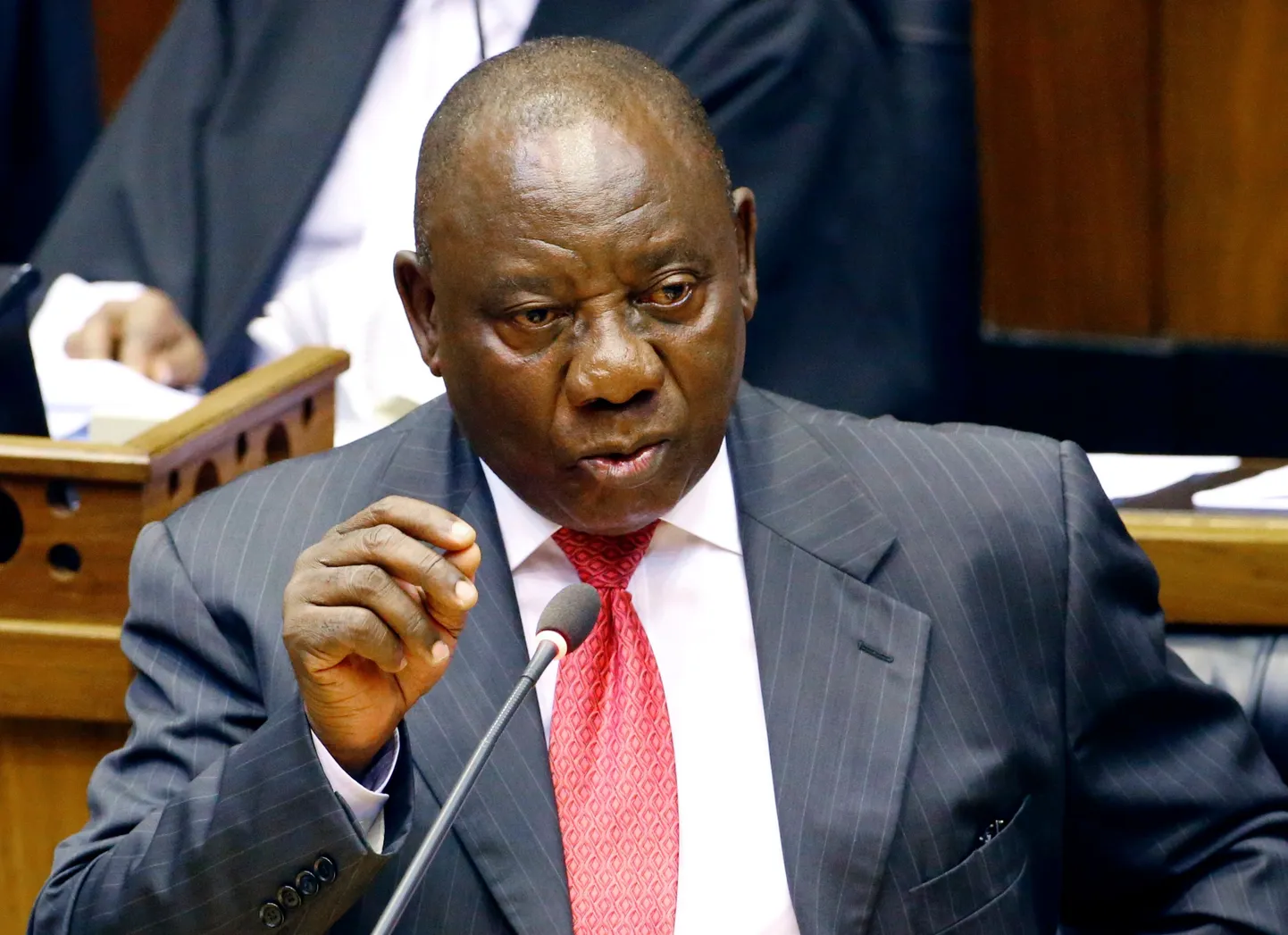 LAV-i president Cyril Ramaphosa Kaplinnas parlamendis 15. veebruar 2018.