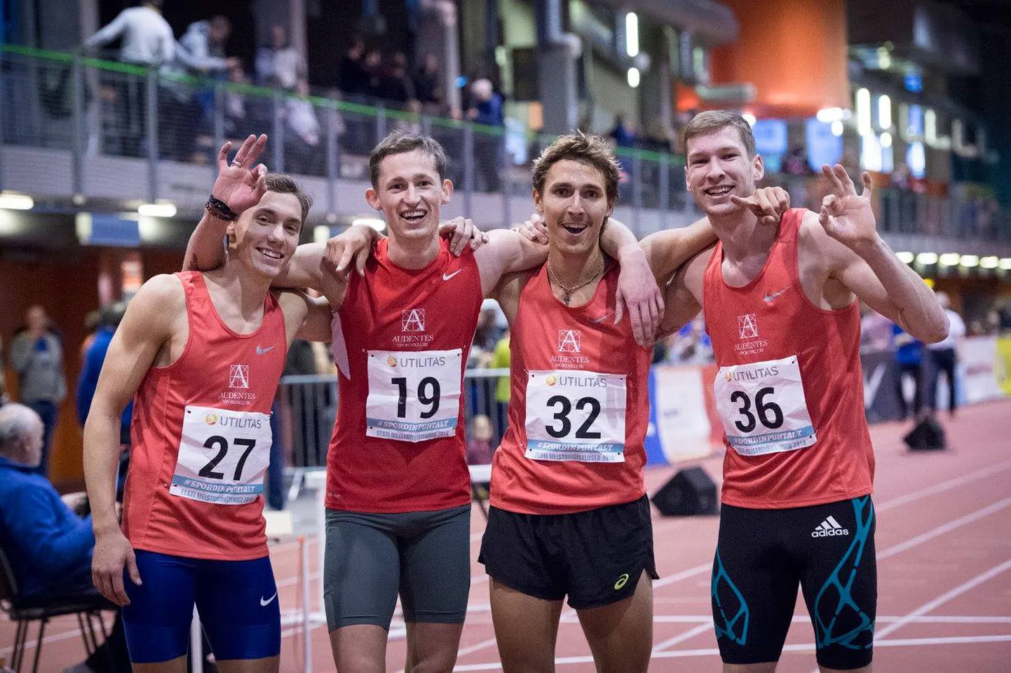 Võidukas 4x400 tiim. Erik Jagor vasakult teine.