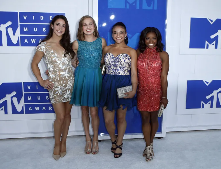 Olümpiastaarid Madison Kocian, Aly Raisman, Laurie Hernandez ja Simone Biles REUTERS/Eduardo Munoz