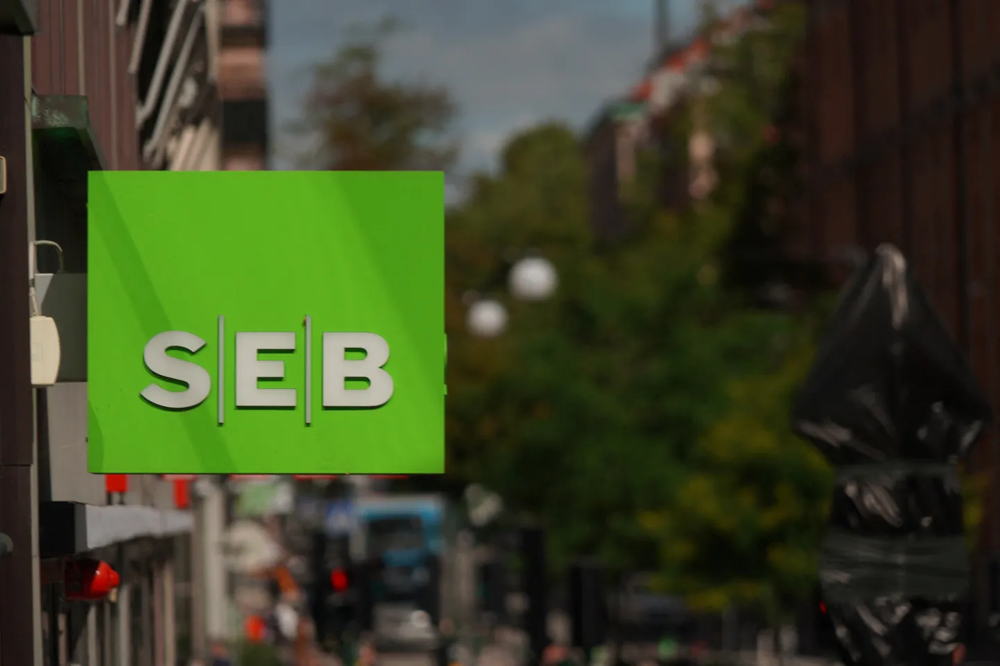 The Nordic bank SEB group logo is seen outside a branch in central Stockholm, Sweden,  July 18, 2023. REUTERS/Tom Little