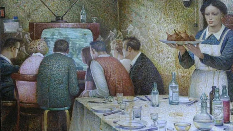 Auseklis Baušķenieks "Hokejs". 1976. audekls/eļļa. LNMM kolekcija.