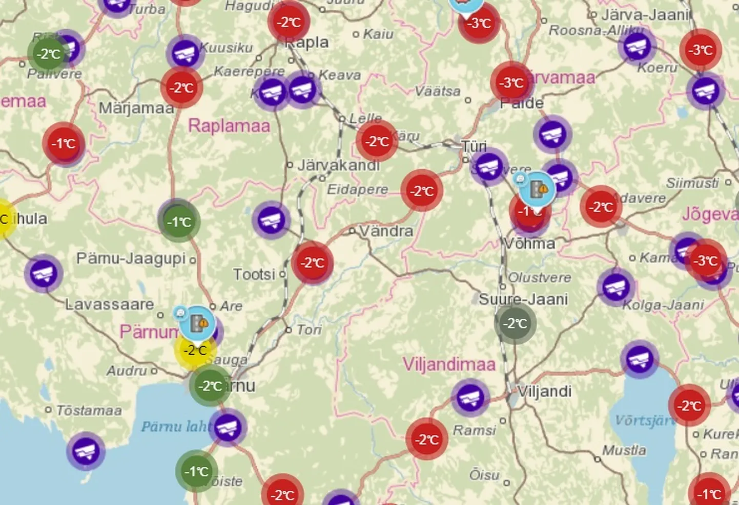 Teeolude kohta saab värsket infot maanteeameti veebilehelt Tark Tee.