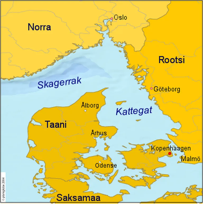 Göteborg, Kattegati ja Skagerraki väin kaardil